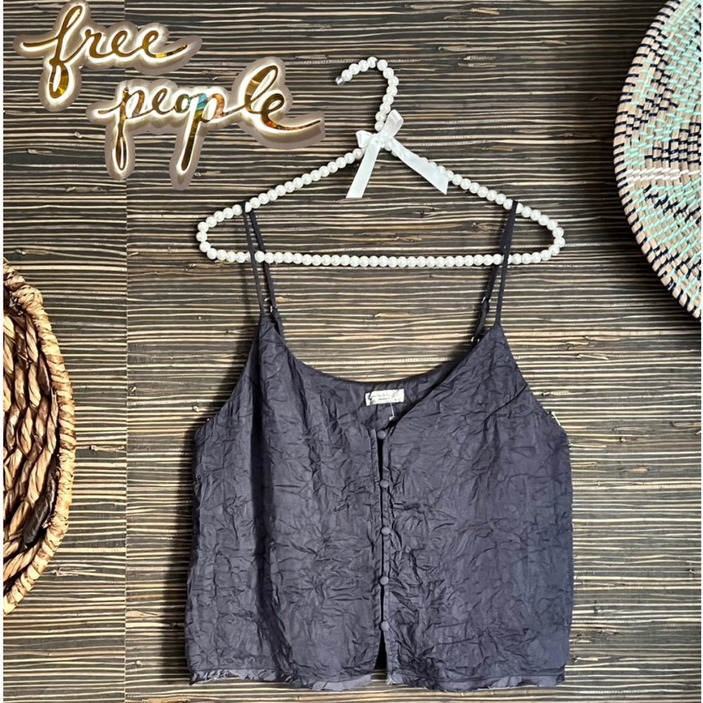 Free People Intimately Shine Time Cami SMALL NWOT Charcoal